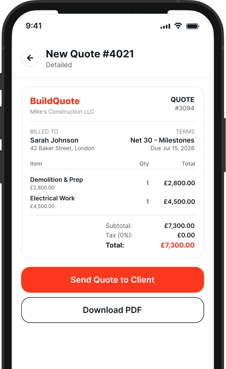 Send a Quote in 1 min